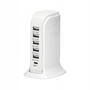 Univerzálna stolná nabíjacia stanica USB 5 x USB A, 1 x USB C; 5V DC / 6A