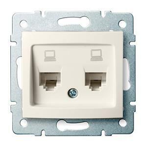 DOMO Dvojitá dátová zásuvka , nezávislá (2xRJ45Cat 5e Jack) Krémová"