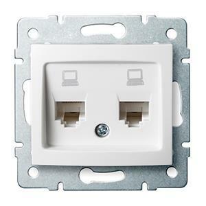 DOMO Dvojitá dátová zásuvka , nezávislá (2xRJ45Cat 6 Jack) Biela"