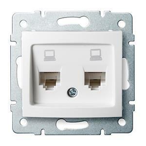 DOMO Dvojitá dátová zásuvka , nezávislá (2xRJ45Cat 5e Jack) Biela"