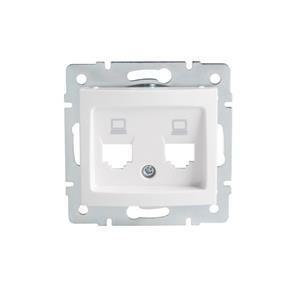 DOMO Adaptér dátové zásuvky 2xRJ45 - biely"
