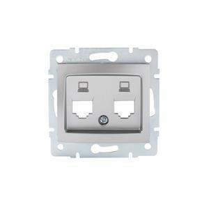 DOMO Adaptér datové zásuvky 2xRJ45 - strieborný"