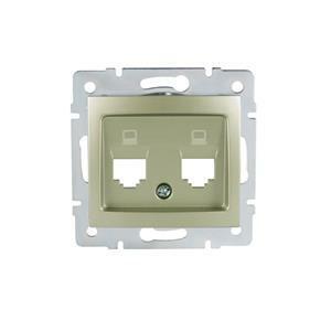 DOMO Adaptér datové zásuvky 2xRJ45 - šampanské"