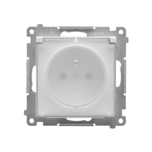 Zásuvka 2P+T/16A/250V IP44 s krytkou (transparent) (PS) biela matná SIMON55 (Simon)