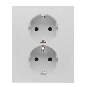 Dvojzásuvka 2P+Z/16A/250V (PS) SCHUKO, clonky - komplet matný hliník SIMON55 (Simon)