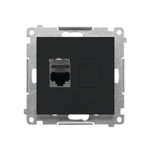 Zásuvka 1xR45 Cat.6 s krytkou portu, tienená čierna matná SIMON55 (Simon)