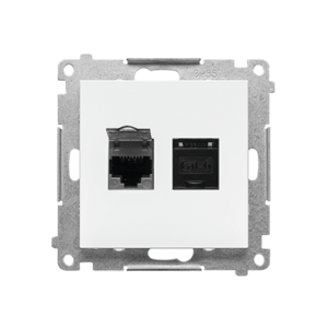 Zásuvka 2xR45 Cat.6 s krytkou portu biela matná SIMON55 (Simon)