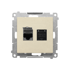 Zásuvka 2xR45 Cat.6 s krytkou portu šampanská matná SIMON55 (Simon)