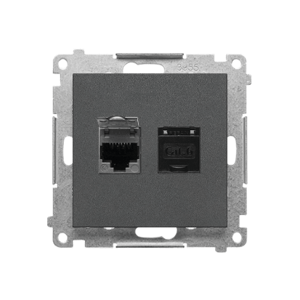 Zásuvka 2xR45 Cat.6 s krytkou portu, tienená sivá SIMON55 (Simon)
