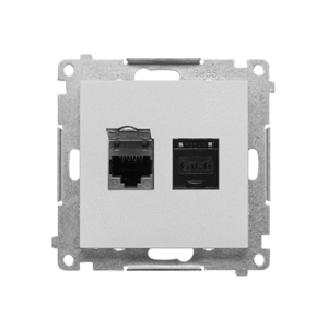 Zásuvka 2xR45 Cat.6 s krytkou portu, tienená matný hliník SIMON55 (Simon)