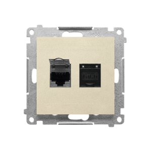 Zásuvka 2xR45 Cat.6 s krytkou portu, tienená šampanská matná SIMON55 (Simon)