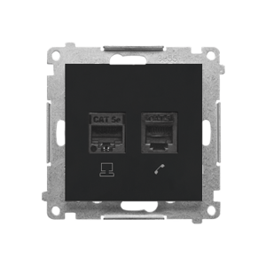 Zásuvka R45+RJ12 Cat.5E čierna matná SIMON55 (Simon)