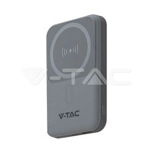 Magnetická bezdrôtová power banka 10 000 mAh s kovovým krúžkom sivej farby VT-3529 (V-TAC)
