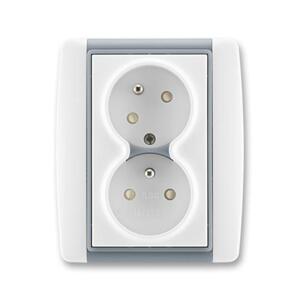 Dvojzásuvka 2P+T/16A/250V clonky (45°) (PS) IP40 biela/sivá ladová Element (ABB)
