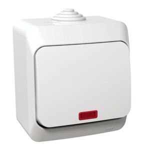 Prepínac striedavý (6So) 16AX/250V (SS) IP44 biela Cedar Plus (Schneider)