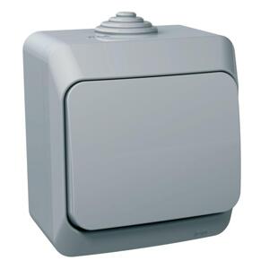 Tlacidlo (1/0) 16A/250V (SS) IP44 sivá Cedar Plus (Schneider)