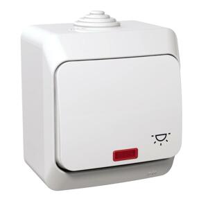 Tlacidlo (1/0So) 16A/250V pikt.sv. (SS) IP44 biela Cedar Plus (Schneider)