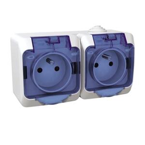 Dvojzásuvka 2P+T/16A/250V clonky transp. (SS) IP44 biela Cedar Plus (Schneider)
