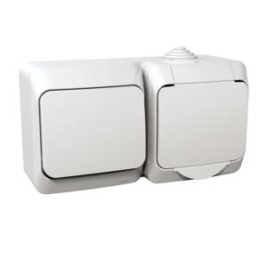 Zásuvka 2P+T/16A/250V + spínac (1) 16AX/250V (SS) IP44 biela Cedar Plus (Schneider)