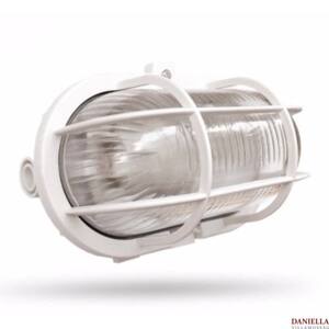Svietidlo oválne 60W plast.mriežka LOB-60 biele 	185 x 125 x 115 mm