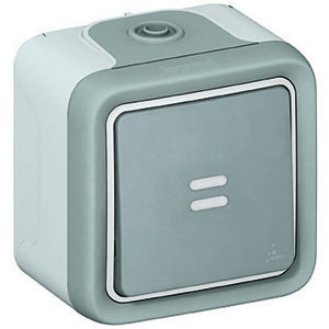 Prepínač striedavý (6Ss) 10A/250V (PS) IP55-IK07 sivá Plexo (Legrand)