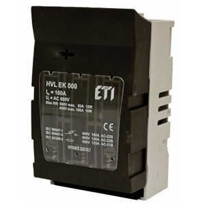 Poistkový odpínač radový HVL EK 000 3p M8 pre poistky NH00C s montážou na panel/DIN (ETI)