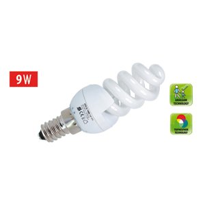 Žiarivka kompaktná 9W, E14, 2700K, špirála (SOMOGYI)