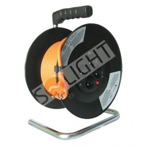 Solight predlžovací prívod na bubne, 4 zásuvky, 50m, oranžový kábel, 3x 1,5mm2