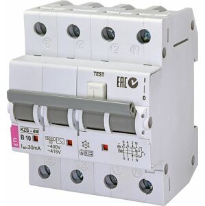 Chránič prúdový s nadprúdovou ochranou KZS-4M 3p+N AC B10/0,03 6kA (ETI)