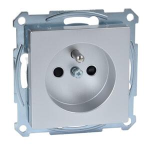 Zásuvka 2P+T/16A/250V clonky (PS) hliník Merten SysM (Schneider)