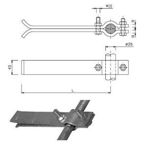 Držiak zachytávacej tyče na upevnenie do muriva 250mm, Fe-Zn (DJ2) (ZIN)