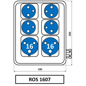 Rozvodnica 2x16A/230V/3P+4x250V neistená IP44 - ROS 1607 (SEZ DK)