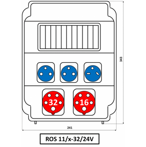 Rozvodnica 11M 16A+32A/400V/5P+2x250V 1x24V neistená IP54 - ROS 11/x-32/24V (SEZ DK)