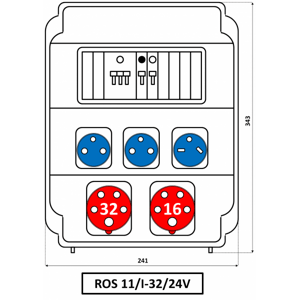 Rozvodnica 11M 16A+32A/400V/5P+2x250V 1x24V 5M istená IP54 - ROS 11/I-32/24V (SEZ DK)