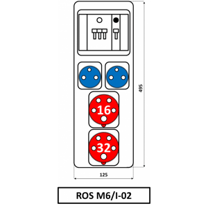 Rozvodnica 6M 16A+32A/400V/5P+2x250V FA 4M istená IP54 - ROS M6/I-02 (SEZ DK)