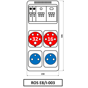 Rozvodnica 8M 16A+32A/400V/5P+2x250V FA 8M istená IP44 - ROS E8/I-003 (SEZ DK)