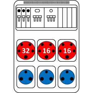 Rozvodnica 13M 2x16A+32A/400V/5P+3x250V FA 9M istená IP44 - ROS E13/I-003 (SEZ DK)