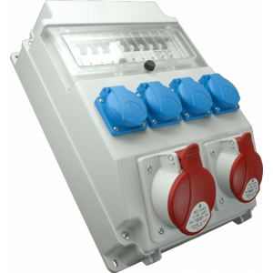 Rozvodnica 11M 16A+32A/400V/5P+2x250V FA kábel stojan IP44 - ROS 11S/FI-21/P (SEZ DK)