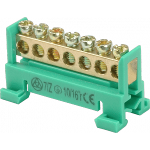 Mostík prepojovací 16mm2, 7-pól. DIN7 (63A/660V) zelená - 7/Z (SEZ DK)