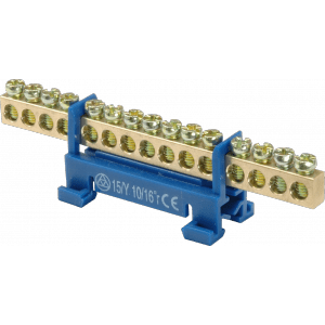 Mostík prepojovací 16mm2, 15-pól. DIN15 (63A/660V) modrá - 15/N (SEZ DK)