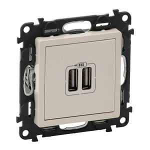 Nabíjačka 2xUSB 2,4A/5V DC béžová Valena Life (Legrand)