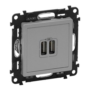 Nabíjačka 2xUSB 2,4A/5V DC hliník Valena Life (Legrand)
