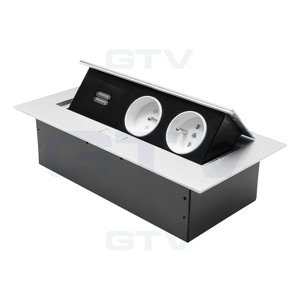 Nábytková zásuvka výklopná 2x230V + 2xUSB-A čierna, kábel (GTV)