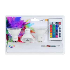 Žiarovka LED 3W, GU10, RGB, 240lm, Ra 80, 120° (Kobi) 3ks