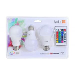 Žiarovka LED 7,5W, E27 - A60, RGB + 3000K, 480lm, Ra 80, 180° (Kobi) 3ks