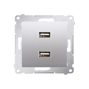 Nabíjačka 2xUSB 5V 2,1A (SS) strieb. mat.metal. SIMON54 (simon)