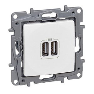 Nabíjačka 2xUSB 5V 2,4A biela Niloé (Legrand)