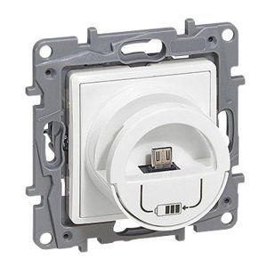 Nabíjačka USB 5V 2,4A microUSB so stojanom biela Niloé (Legrand)
