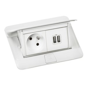 Škatuľa pop-up 4M osadená IP30/IP40 biela, 2P+T 2xUSB 2,4A (Legrand)