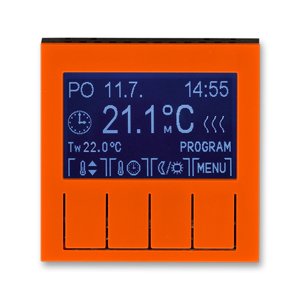 Termostat duálny progr. - jednotka ovl. oranžová/cierna dymová Levit (ABB)